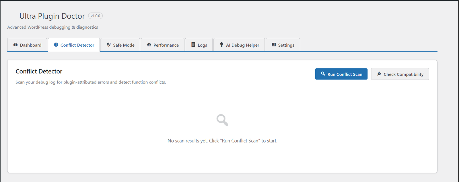 Plugin analysis screen
