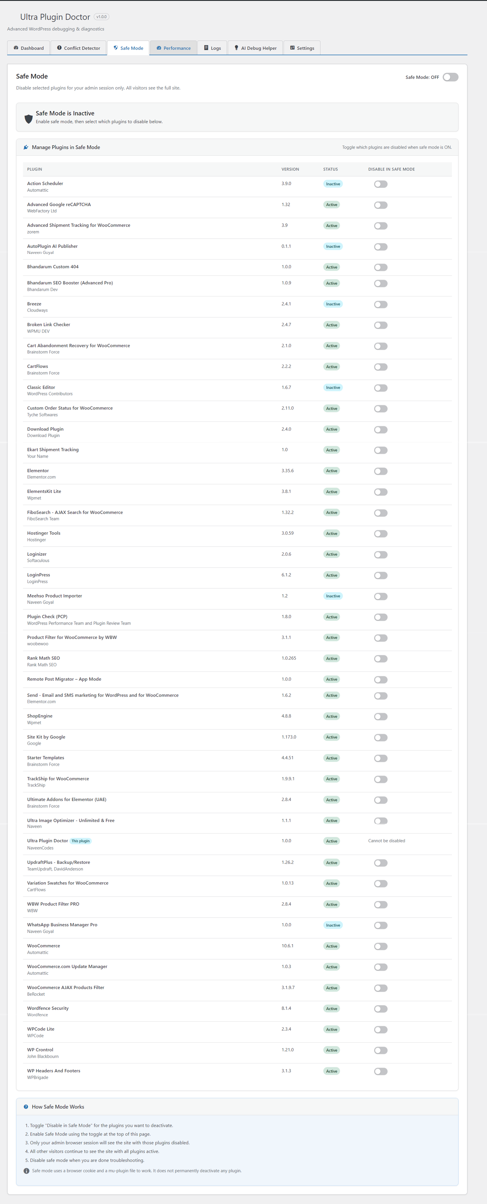 NaveenCodes Site Doctor main dashboard